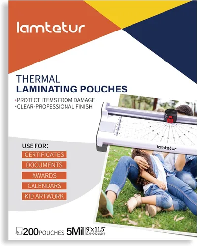 Vista 10 de Lamtetur Bolsas de laminación térmica de 9 x 11.5 pulgadas, capacidad para hojas de 8.5 x 11 pulgadas, paquete de 200 películas laminadas de 3 mil