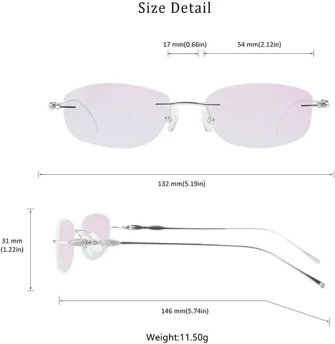 Vista 48 de LifeArt Pure Titanium Frame Glasses/Blue Light Blocking Reading Glasses, Reduce Eyestrain, Stylish for Men and Women 3033_(champán Clear)