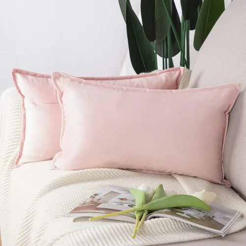 Vista 26 de MADIZZ Juego de 2 fundas de almohada decorativas de terciopelo súper suave con borlas, estilo de lujo, funda de almohada para sofá y dormitorio