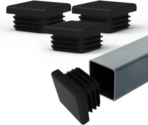 Vista 11 de Prescott Plastics Tapones de agujero de plástico acanalado de perímetro exterior de 1/2 pulgada (0.500 in), tapas cuadradas de tubo de metal negro