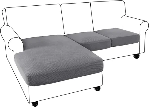 Vista 46 de Funda de sofá seccional de 3 piezas para sofá seccional en forma de L, protector elástico de muebles para sofá seccional izquierdo o derecho