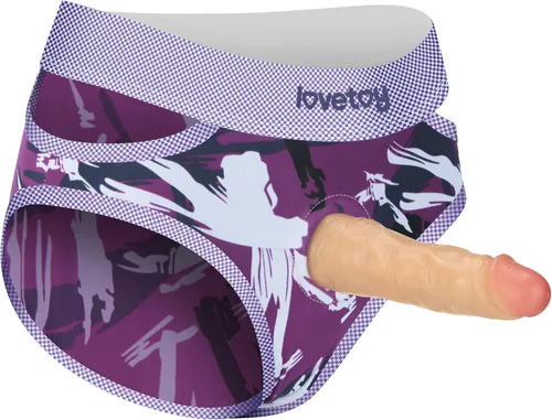 Vista 3 de Lovetoy Arnés de consolador con correa en el arnés de consolador morado suave con correa con junta tórica elástica de silicona de 1.6 pulgadas