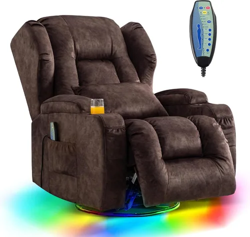 Vista 13 de DRMBOOK Sillas reclinables giratorias de doble motor con masaje y calor Gris
