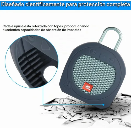 Vista 3 de Funda protectora de silicona para JBL Clip 3 Altavoz portátil impermeable (azul)