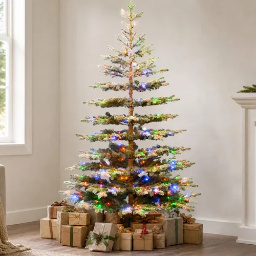 Vista 8 de Árbol de Navidad escaso flocado flocado de 7.5 pies Flocado disperso
