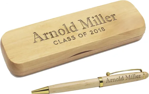 Vista 8 de Bolígrafo personalizado de My Personal Memories grabado con estuche personalizado - Juego de bolígrafos de madera para abogados, médicos, maestros