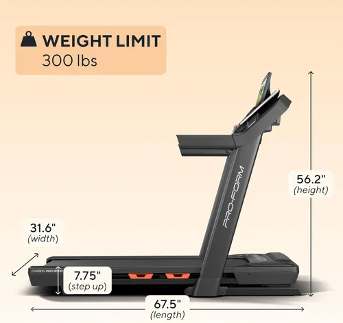 Vista 6 de Proform Cintas de correr de carbono: cintas de correr para caminar y correr con ventilador integrado y diseño de ahorro de espacio