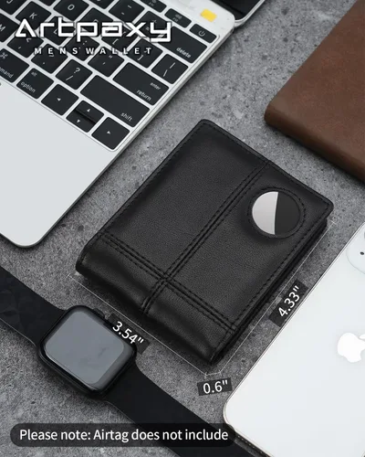 Vista 2 de Cartera con soporte AirTag, Negro -, Moderno