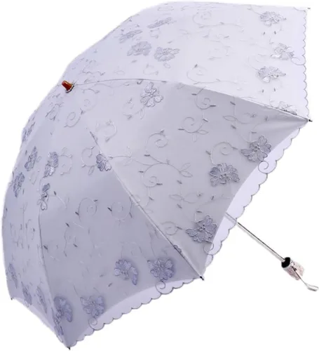 Vista 25 de Honeystore Sombrilla de viaje de encaje plegable anti-uv paraguas bordado a prueba de viento 2 Plegables Negro
