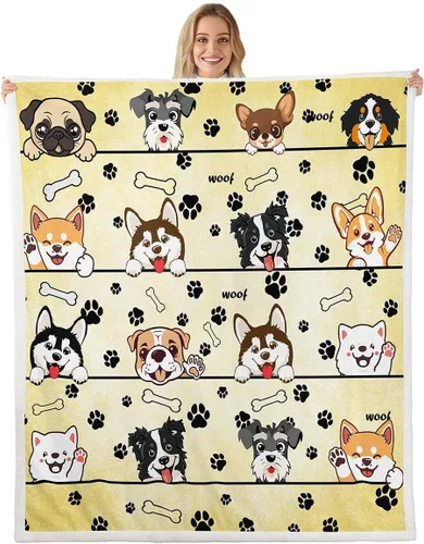 Vista 31 de Manta de franela de animales de dibujos animados para todas las estaciones, manta de cama azul con estampado de amor Kawaii para decoración