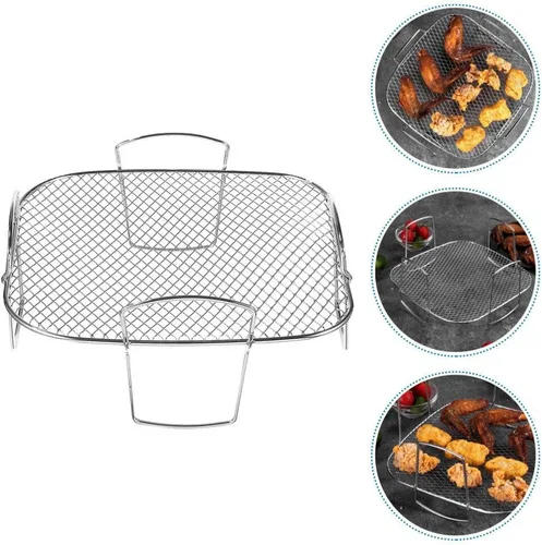 Vista 3 de Kichvoe Estante apilable para freidora de aire de 8.07 x 8.07 x 3.46 pulgadas, accesorios apilables para freidora de aire de acero inoxidable