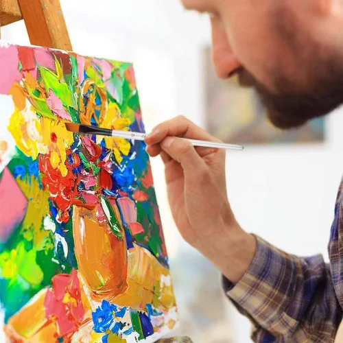Vista 7 de Juego de pinceles de pintura para artista, 12 pinceles angulares profesionales para pintura al óleo de acuarela acrílica, arte de uñas