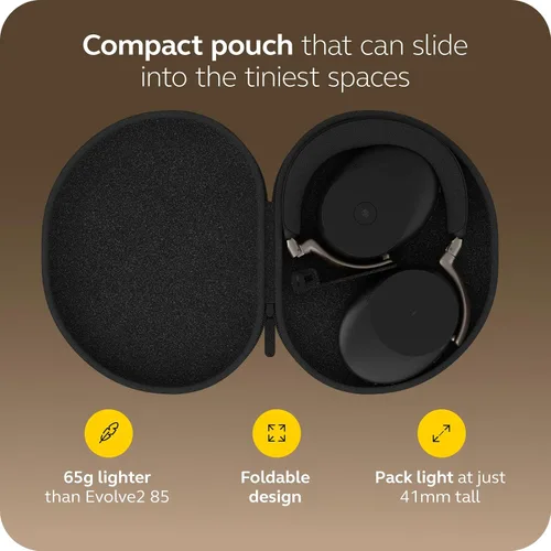 Vista 8 de Jabra Evolve3 85 - Auriculares inalámbricos Bluetooth con micrófono para el trabajo, USB-A, tecnología de llamada de voz AI, cancelación activa