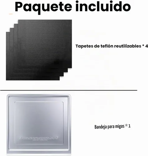 Vista 3 de Bandeja de Recolección de Migajas de Repuesto para Ninja Foodi SP101 SP151 Horno de Freidora de Aire con 4 Piezas de Esteras de Teflón, Accesorios