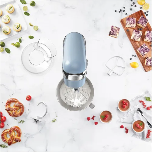 Vista 4 de Cuisinart SM-50BLU Precision Master - Batidora de pie de 5.5 cuartos de galón, color azul esmerilado Color: azul ártico
