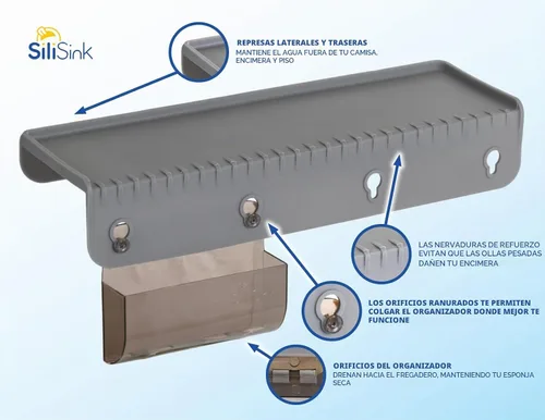 Vista 4 de SiliSink - Protector de borde de silicona para fregadero de cocina, se adapta a 3.75 a 4 pulgadas de ancho, el protector de bordes de silicona