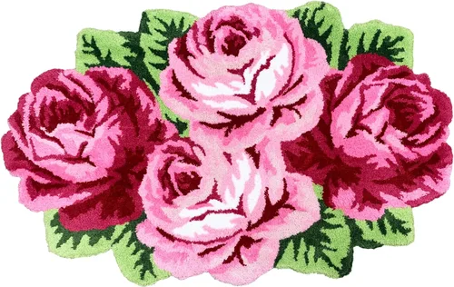 Vista 36 de Alfombrilla Abreeze con 4 rosas, alfombrillas con diseño de flores azul, hecha a mano, antideslizante (no se desliza), alfombrilla moderna, de puede