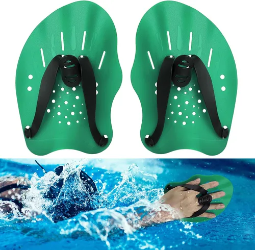 Vista 10 de Hianjoo Aletas de Mano para Natación para Adultos y Jóvenes (1 Par), Aletas de Natación de Fuerza de Entrenamiento para Piscina, Accesorios