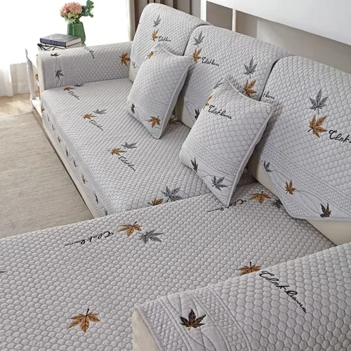 Vista 11 de vctops Fundas de sofá de algodón bordadas reversibles, con patrón de alce de granja, funda de sofá seccional, suave y acogedora, protector de Ciervo