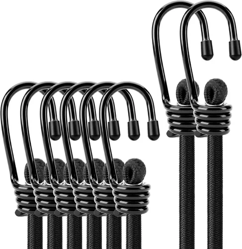 Vista 16 de 10-Piece 12" Elastic Bungee Cords with Hooks, Heavy Duty Outdoor Elastic Bungee Cords, Bungee Cord Bundle with Metal Hook for Securing Tarps 10pcs
