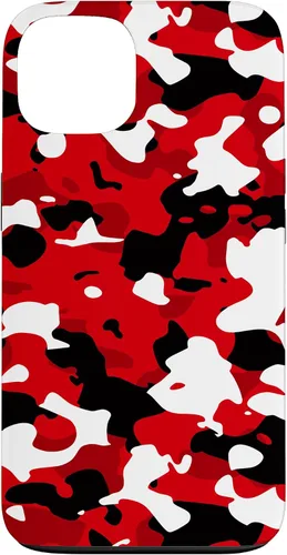 Vista 7 de iPhone 16 Negro + Blanco + Rojo Camuflaje Patrón Funda