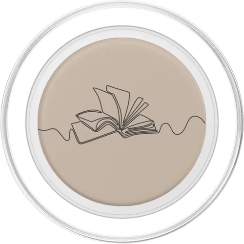 Vista 2 de Arte minimalista de línea de libro para ratones de biblioteca en arena bronceada, beige, PopSockets MagSafe PopGrip para iPhone