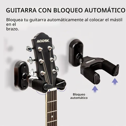 Vista 5 de AODSK Soporte de pared para guitarra, paquete de 3, ganchos de pared