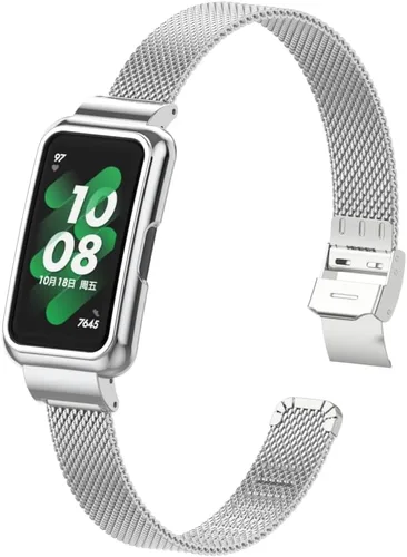 Vista 3 de HOPMC - Correa de repuesto ajustable de acero inoxidable compatible con correa de metal Huawei Band 7/8 plateado