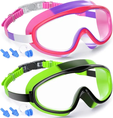 Vista 10 de COOLOO Kids Swim Goggles for Age 3-15, 2 Pack Kids Goggles for Swimming