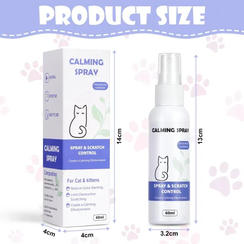 Vista 2 de AOMIG Aerosol calmante para gatos, feromonas para gatos, reduce el estrés y la ansiedad, arañazos, lucha contra orinar muebles para marcar orina