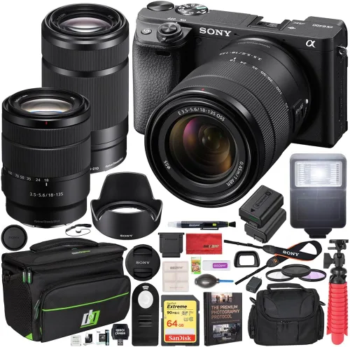 Vista 15 de Sony a6400 - Paquete de cámara sin espejo con lente de 16-50 mm, tarjeta de memoria de 64 GB, suite de edición de fotos y videos, bolsa para cámara