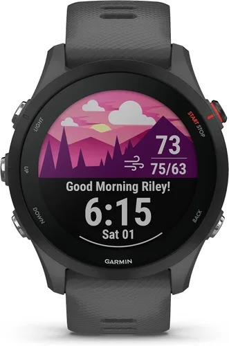 Vista 2 de Garmin Forerunner® 255, reloj inteligente GPS para correr, información avanzada, batería de larga duración, gris pizarra