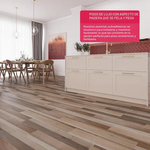 Vista 2 de LUCiDA SURFACES - Baldosas de vinilo de lujo, azulejos autoadhesivos para instalar uno mismo, 12 tablones con aspecto de madera, color granero Barn