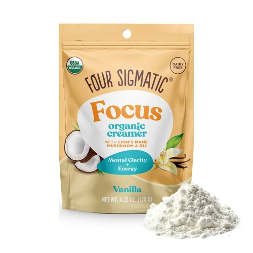 Vista 12 de Four Sigmatic Focus Chocolate Coffee Creamer Crema de café sin lácteos orgánica con Lion’s Mane y Vitamina B12 Chocolate, 4.23 oz