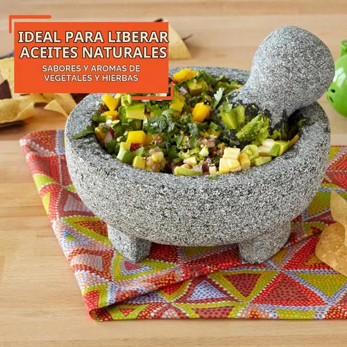 Vista 6 de IMUSA USA Molcajete Triturador de Especias de Granito Tradicional Súper Pesado, 8 Pulgadas, Gris