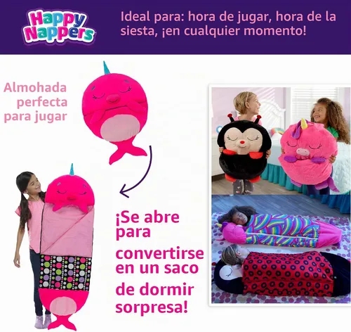 Vista 3 de Happy Nappers Almohada 2 en 1 y saco de dormir Narval rosa, 54 x 20 pulgadas, mediano