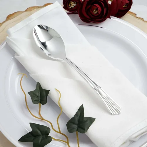 Vista 9 de Efavormart - Paquete de 125 cucharas de plástico resistente Chambury de 7 pulgadas, cubiertos de plástico para bodas, cumpleaños, ocasiones de lujo