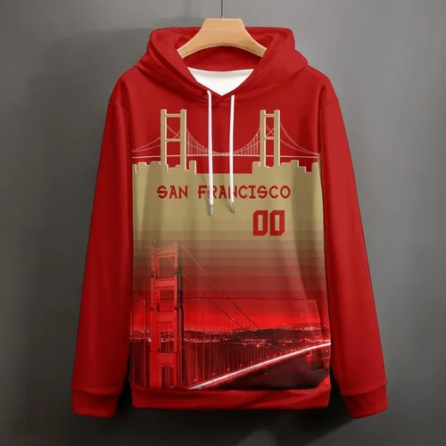 Vista 109 de Custom Football Hoodies City Night Skyline Personalized Sweatshirt Name Number Fan Gift Pullover for Men Women Youth