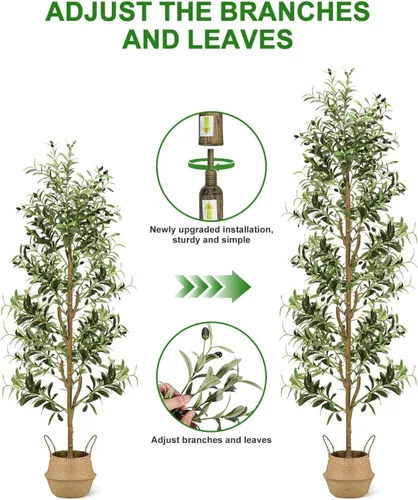 Vista 5 de Olivos artificiales para interiores de 7 pies de alto, plantas artificiales