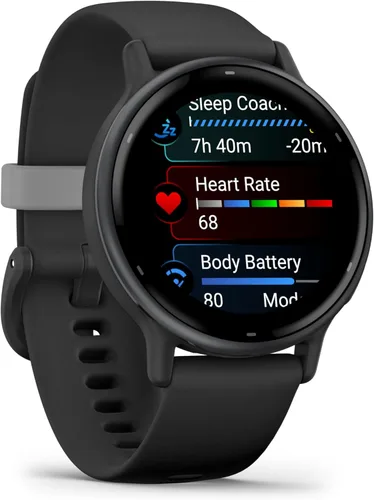 Vista 5 de Garmin vivoactive 5 - Reloj inteligente con GPS de salud y fitness para hombres y mujeres con bisel de aluminio pizarra, caja negra y banda