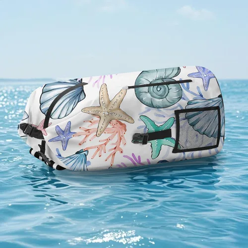 Vista 3 de Bolsa seca impermeable Bolsas secas marinas para kayak, senderismo, conchas marinas, coral, náutica, estrella de mar, mochila con cierre enrollable