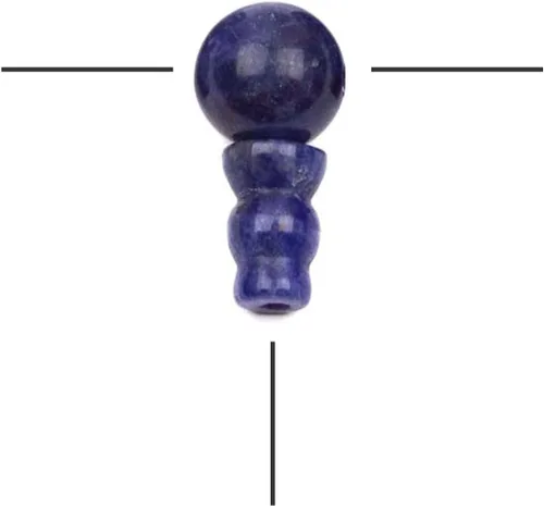 Vista 7 de Cherry Blossom Beads Piedra preciosa Mala Guru Bead – Turquesa africana – Tres agujeros 0.394 in redondo con torre de 0.276x0.394 in – Tres