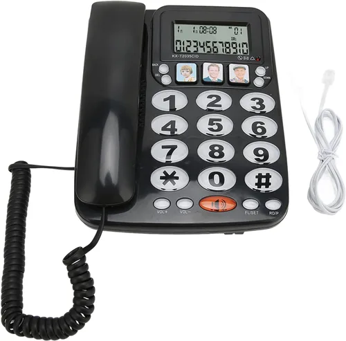 Vista 7 de Teléfono grande para personas mayores, teléfono con cable con identificación de llamadas, tono de llamada ajustable, accesos directos de memoria