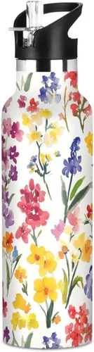 Vista 12 de Flowers Carnation Iris Peonies - Botella de agua reutilizable con aislamiento de doble pared con tapa de pajilla, sin BPA, a prueba de fugas
