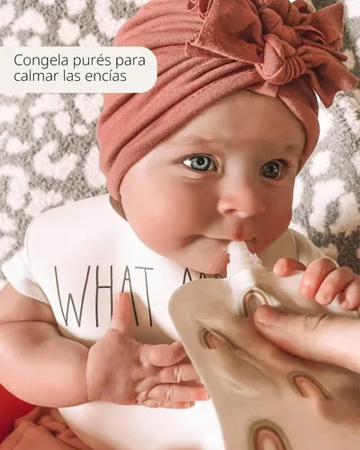 Vista 5 de Hippypotamus Bolsas reutilizables de comida para bebés para niños pequeños, sin BPA, aptas para lavavajillas y congelador, recipientes de comida