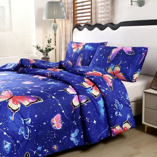 Vista 16 de MAG Juego de edredón floral de 3 piezas, tamaño individual, juego de ropa de cama de microfibra con estampado de flores negras, para todas