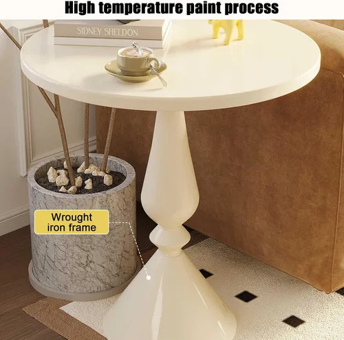 Vista 3 de YVYKFZD Round Side Table, Narrow Metal Couch End Table, Minimalist Snack Sofa Table, Unique Nightstand Accent Tables, for Bedroom, Living Room(Black)