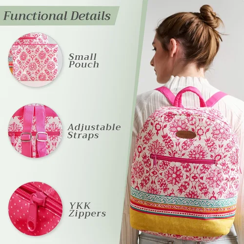 Vista 4 de Maison d' Hermine Mochila para mujeres y hombres, de algodón, multiusos, con bolsa pequeña, ligera, con múltiples bolsillos, 07 - Katmandou