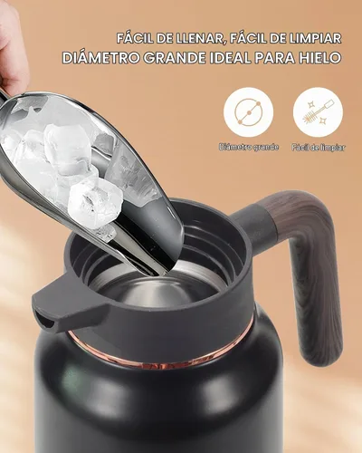 Vista 3 de Jarras de 34 onzas para líquidos calientes, de acero inoxidable, aisladas al vacío, jarras de café térmicas para mantener el calor, dispensador