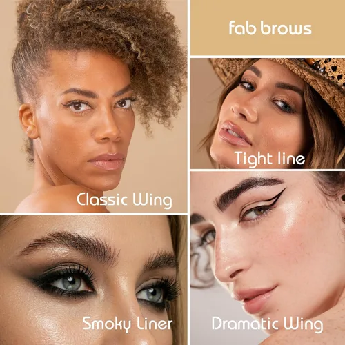 Vista 8 de Fab Brows Delineador líquido de precisión – Delineador líquido con punta de fieltro – Delineador de ojos negro impermeable ricamente pigmentado
